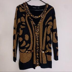 Michael Simon Metallica animal print beaded Cardigan & black tank top small set